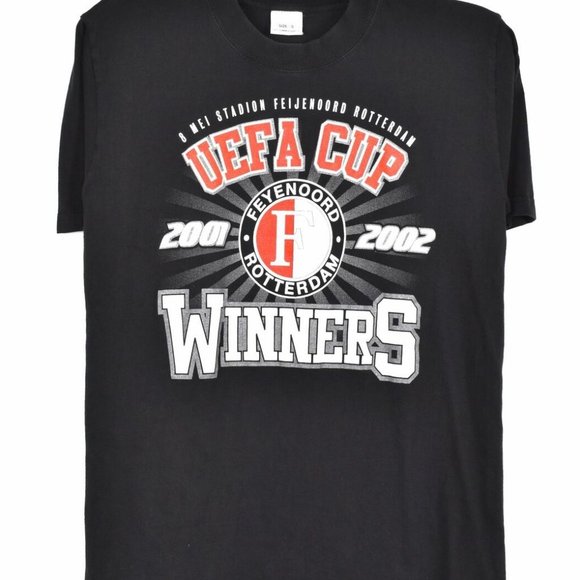 Other - Vintage Feyenoord Rotterdam shirt, 2002 UEFA Europa League black tee - AU XS